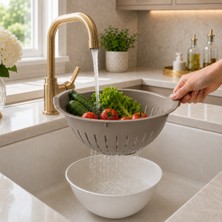 3 Lt 2’li Set Kaseli Süzgeç Sebze Meyve Yıkama Süzme ve Servis Kabı Sariva Home