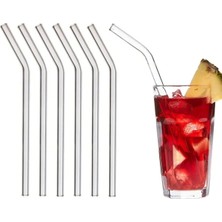 Grand Concept Store 6 Adet Eğik Cam Pipet Isıya Dayanıklı Termisil Cam Pipet 21CM