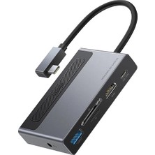 Die Grup Baseus Magic Çok Fonksiyonlu Klipsli Type-C Hub 6in1 (Usb3.0+Sd+Tf+Hdmı+Type-C+3.5mm) Adaptör ÇOKLAY-(5775)
