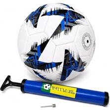 Esranın Dünyası Dikişli Futbol Topu 5 Numara 380GR 32 Panel Pompa Seti ile Mavi-Siyah-Beyaz