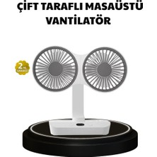 Die Grup 720° Dönebilen Çift Başlıklı USB Şarjlı Masaüstü Vantilatör – Sessiz ve Güçlü Serinlik