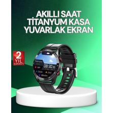 Hace Bazaar Akıllı Saat Titanyum Kasa Yuvarlak Ekran Alarm Uyku ve Sağlık Takibi Titreşimli - HCB1236234-2