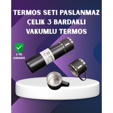 Hace Bazaar Paslanmaz Termos ve Ikili Bardak Seti | 6-12 Saat Sıcak/soğuk Tutma - HCB1236928-3415