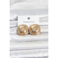 Hace Bazaar 316L Çelik Gold Renk Düğme Model Kadın Küpe 5886 - HCB1237244-2595