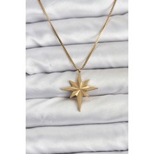 Hace Bazaar 316L Çelik Zincir Gold Renk Kutup Yıldızı Model 60 cm Zincir Kadın Kolye 5886 - HCB1239880-909