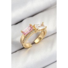 Hace Bazaar Pirinç Zirkon Taşlı Dikdörtgen Model Gold Renk Kadın Yüzük 5886 - HCB1236769-4524