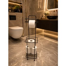 Elif Aksesuar Tuvalet Kâğıtlığı Yedekli Metal Tuvalet Kağıdı Standı Tutacağı Askısı 60X14 cm