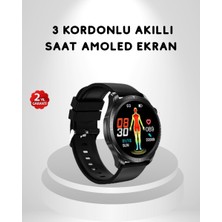 Hace Bazaar Amoled Ekranlı Akıllı Saat – 3 Kordon Seçenekli Suya Dayanıklı Kalp Atış V - HCB1233028-9