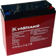 Yiğit Akü 12 V 24 Ah-Amper Jel Akü (E*b*y) (181X77X170) mm 2026 Nisan Üretim