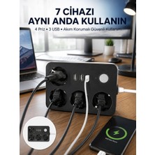 Hace Bazaar 3 USB Çıkışlı 4’lü Akıllı Priz 2500W 2 Metre Kablo - HCB1237064-2142