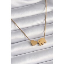 Hace Bazaar 316L Çelik Gold Renk Fil Kalp Figürlü Kadın Kolye 5886 - HCB1233185-4720