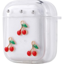 Teknook Airpods Zore Airbag 44 Airbag Tasarımlı Simli Şeffaf Kutup Kılıf - Kiraz