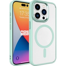 Teknook iPhone 15 Pro Max Kılıf Wireless Şarj Özellikli Zore Krom M-Safe Silikon Kılıf - Yeşil