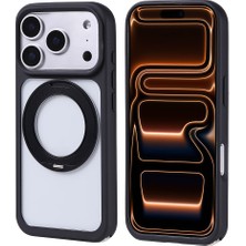 Teknook iPhone 17 Pro Max Kılıf M-Safe Şarj Özellikli Standlı Zore Piza Silikon Kılıf - Siyah