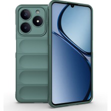Teknook Realme C61 Kılıf Esnek Tpu Oyuklu Arka Yüzey Tasarımlı Zore Etnik Silikon Kılıf - Koyu Yeşil
