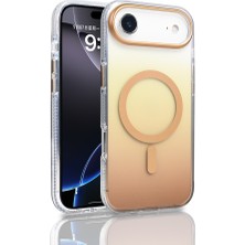 Teknook iPhone 17 Air Kılıf M-Safe Şarj Özellikli Transparan Renk Geçişli Zore Toros Kılıf - Gold