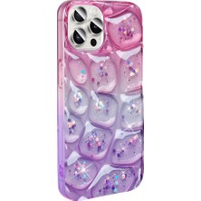 Teknook iPhone 15 Pro Max Kılıf Simli 3D Desenli Zore Hacar Kılıf - Pembe-Mor