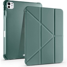 Teknook iPad Pro 11 2025 M5 Kılıf Zore Tri Folding Kalem Bölmeli Standlı Kılıf - Koyu Yeşil