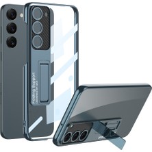 Teknook Galaxy S23 Kılıf Kamera Korumalı Şeffaf Tasarımlı Zore LEGO Standlı Kılıf - Mavi