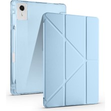 Teknook Lenovo Idea Tab Plus 12.1 Kılıf Zore Tri Folding Kalem Bölmeli Standlı Kılıf - Mavi