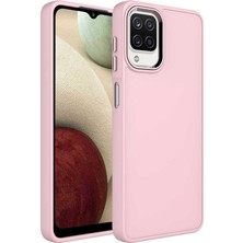 Teknook Galaxy M32 Kılıf Metal Çerçeve ve Buton Tasarımlı Silikon Zore Luna Kılıf - Pembe