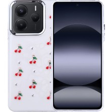 Teknook Xiaomi Redmi Note 14 5g Kılıf Airbag Tasarımlı Simli Şeffaf Zore Kutup Kılıf - Kiraz