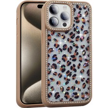 Teknook iPhone 14 Pro Kılıf Taşlı ve Simli Tasarım Zore Azra Kılıf - Gold