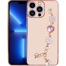Teknook iPhone 14 Pro Max Kılıf El Tutamaçlı Kamera Korumalı Zore Taka Silikon Kılıf - Pembe