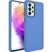 Teknook Galaxy A33 5g Kılıf Metal Çerçeve ve Buton Tasarımlı Silikon Zore Luna Kılıf - Lavendery Gray