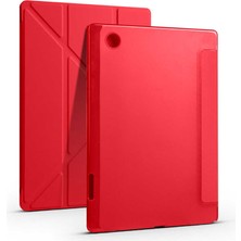 Teknook Galaxy Tab A8 10.5 SM-X200 (2021) Kılıf Zore Tri Folding Kalem Bölmeli Standlı Kılıf - Kırmızı