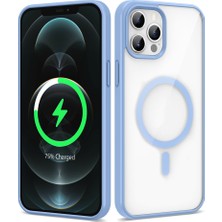 Teknook iPhone 12 Pro Max Kılıf M-Safe Wireless Şarj Özellikli Silikon Zore Ege Kılıf - Açık Mavi