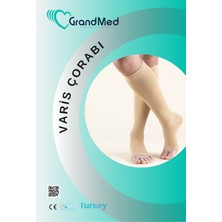 GrandMed Varis Çorabı Diz Altı Orta Basınçlı Ccl2 Bej Renk Rahat Konforlu Kullanım