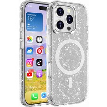 Teknook iPhone 16 Pro Kılıf M-Safe Şarj Özellikli Parlayan Simli Saydam Renkli Zore Allstar Kılıf - Şeffaf