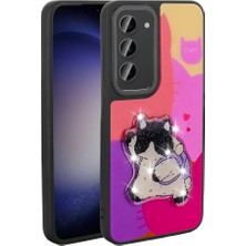 Teknook Galaxy S23 Kılıf Parlayan Kabartmalı Ikonik Figürlü Zore Amas Silikon Kılıf - Mor