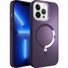 Teknook iPhone 12 Pro Max Kılıf M-Safe Wireless Şarj Özellikli Zore Stil Kılıf - Derin Mor