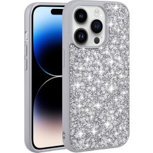 Teknook iPhone 14 Pro Kılıf Parlak Taşlı Tasarım Zore Linea Kılıf - Gümüş
