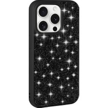 Teknook iPhone 15 Pro Kılıf Parlak Taşlı Tasarım Zore Pırlanta Kılıf - Siyah