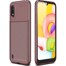 Teknook Galaxy A01 Kılıf Zore Negro Silikon Kılıf - Kahverengi