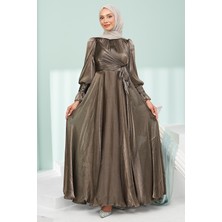 İmaj Butik Vizon Yan Bağlamalı Kol Detaylı Janjan Abiye