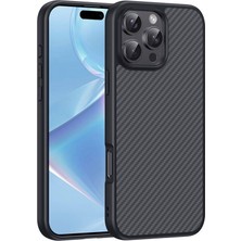 Teknook iPhone 16 Pro Kılıf M-Safe Şarj Özellikli Karbon Fiber Tasarımlı Zore Elnino Kılıf - Siyah