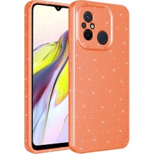 Teknook Xiaomi Redmi 12C Kılıf Kamera Korumalı Simli Lüks Zore Koton Kılıf - Turuncu