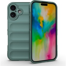 Teknook iPhone 16 Kılıf Esnek Tpu Oyuklu Arka Yüzey Tasarımlı Zore Etnik Silikon Kılıf - Koyu Yeşil