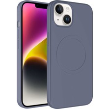 Teknook iPhone 14 Plus Kılıf M-Safe Wireless Şarj Özellikli Pastel Renk Silikon Zore Plas Kılıf - Lavendery Gray
