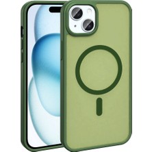 Teknook iPhone 15 Kılıf M-Safe Şarj Özellikli Mat Arka Yüzey Zore Sio Kılıf - Koyu Yeşil