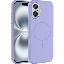 Teknook iPhone 16 Kılıf M-Safe Şarj Özellikli Metal Kamera Çerçeveli Zore Edi Silikon Kılıf - Lila