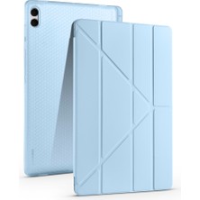 Teknook Galaxy Tab S11 Ultra Kılıf Zore Tri Folding Kalem Bölmeli Standlı Kılıf - Mavi