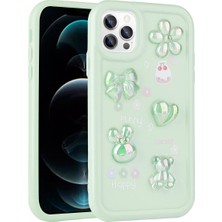 Teknook iPhone 12 Pro Max Kılıf Kabartma Figürlü Parlak Zore Toys Silikon Kılıf - Açık Yeşil