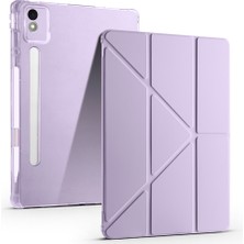 Teknook Lenovo Idea Tab Pro 12.7 TB-373FU Kılıf Zore Tri Folding Kalem Bölmeli Standlı Kılıf - Lila