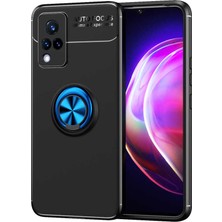 Teknook Vivo V21 Kılıf Zore Ravel Silikon Kılıf - Siyah-Mavi