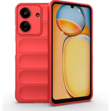 Teknook Xiaomi Poco C65 Kılıf Esnek Tpu Oyuklu Arka Yüzey Tasarımlı Zore Etnik Silikon Kılıf - Kırmızı